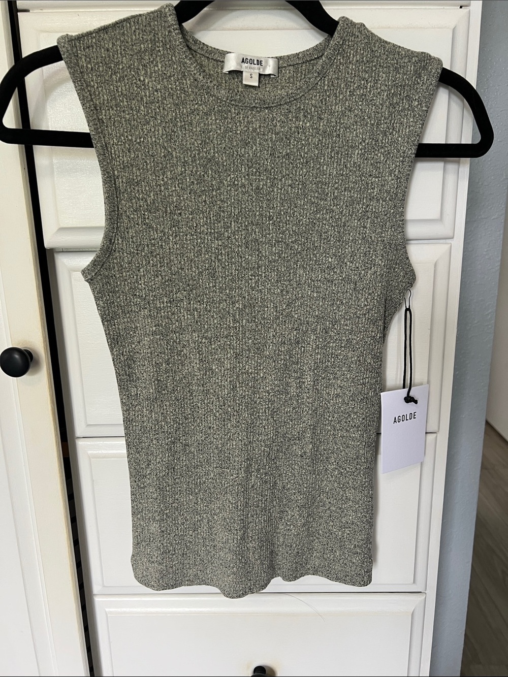 Agolde Heather Gray Ribbed Sleeveless Tank